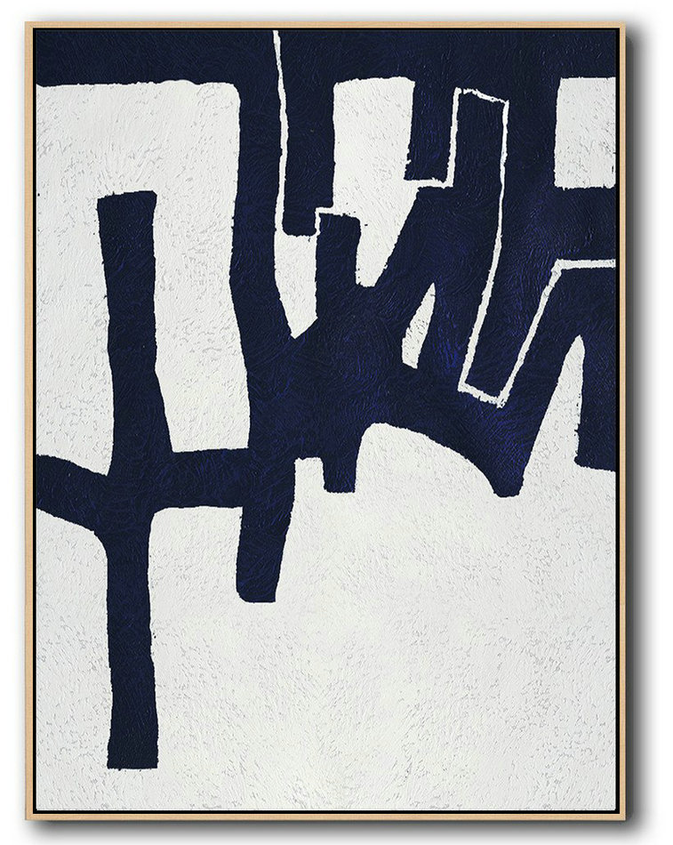 Buy Hand Painted Navy Blue Abstract Painting Online,Large Wall Canvas #I4N3